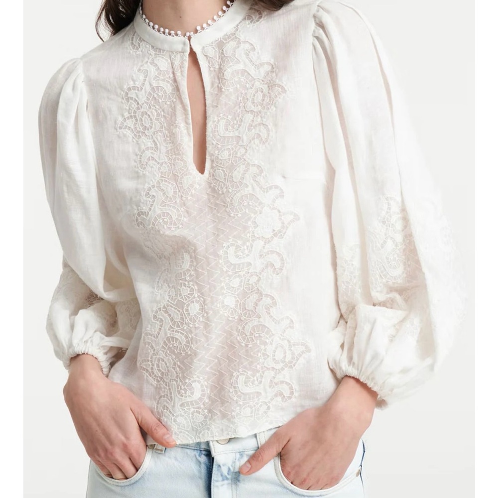 Dorothee Schumacher Camellia White Delicate Transparencies Blouse - Size 3